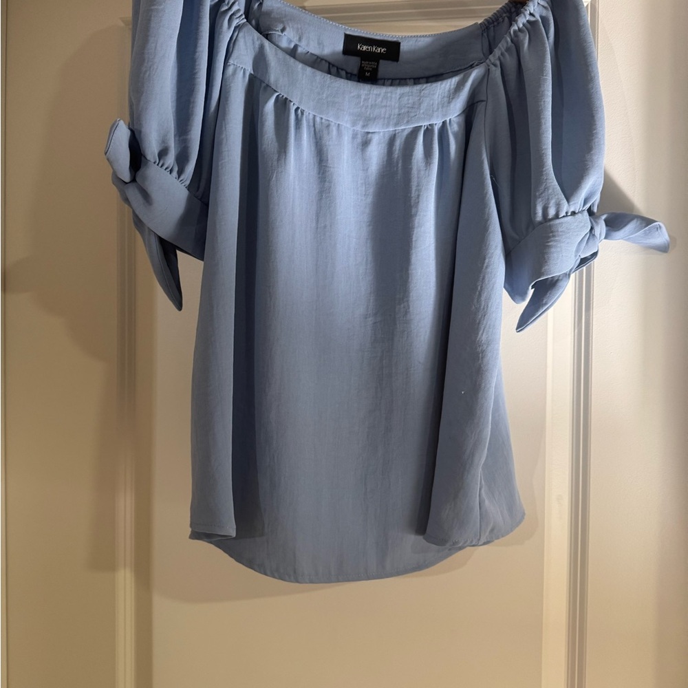Karen Kane Light Blue Off-Shoulder Blouse